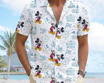 Disney Mickey Mouse Cruise Button Shirt, Mickey Mouse Button Shirt, Mickey Cruise Hawaii Shirt, Cartoon Summer Beach Shirt, Gift For Him