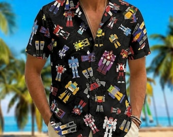 Transformers Button Shirt, Autobot Transformers Hawaii Shirt, Optimus Prime Men Shirt, Gift For Dad