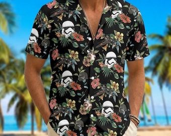 Star Wars Tropical Hawaiian Shirt, Stormtrooper Button Up Shirt, Star Wars R2-D2 Summer Shirt, Spaceship Man Shirt, Gift For Him