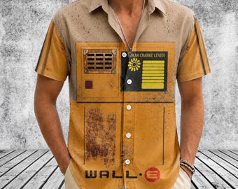 Wall-E Cosplay Button Short, Fictional Galaxy Robot Shirt, Pixar Cartoon Kostuum voor Groep, Halloweenfeest, Cadeau voor Hem