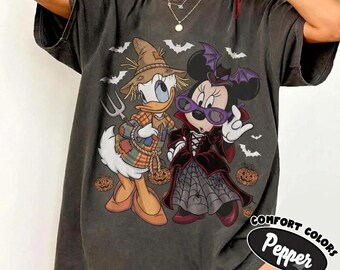 Comfort Colors Minnie Daisy Halloween Shirt, Spooky Disney Besties Graphic Tee, Trick Or Treat 2026 Tee, Disneyland Halloween Trip Shirt