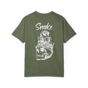 Camiseta con estampado de calavera y serpiente, unisex, estilo casual, regalo para él/ella, ropa de moda, ropa urbana única.