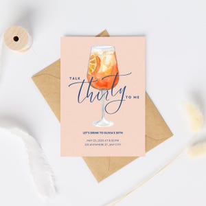 Invito per il 30° compleanno di "Talk Thirty to Me" / Invito per la festa Aperol Spritz modificabile / Modello per il 30° compleanno / Invito stampabile