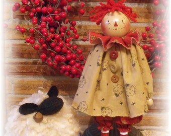 Primitive "MaryAnn and Hope" Doll and Lamb instant download e-Pattern, Primitive Patterns