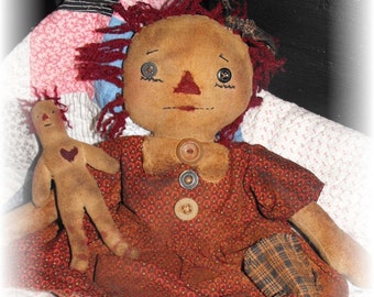 Super Primitive "Attic Annie" Rag Doll instant download e-Pattern, Primitive Patterns