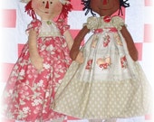 Primitive quot Raggedy Annie and Nadine quot Topsy Turvey Doll instant download e-pattern, Primitive Patterns