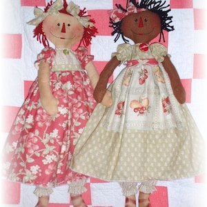 Primitive "Raggedy Annie and Nadine" Topsy Turvey Doll instant download e-pattern, Primitive Patterns