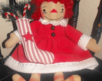 Primitive "Santa Baby" Raggedy Doll instant download e-Pattern, Primitive Patterns