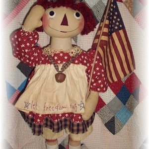 Primitive Large Standing "Yankee Doodle Annie" Doll instant download e-pattern, Primitive Patterns