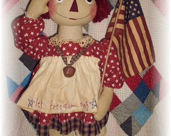 Primitive Large Standing "Yankee Doodle Annie" Doll instant download e-pattern, Primitive Patterns