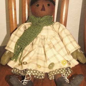 Primitive &quot;Lizzie&quot; Black Wintertime Doll instant download e-pattern, Primitive Patterns