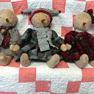 Primitive &quot;Frosty Snowfriends&quot; Plush Felt instant download e-Pattern, Primitive Patterns