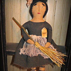 Primitive "Wanda" Folk Art Halloween Witch instant download e-Pattern, Primitive Patterns