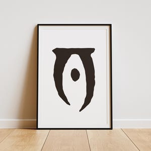 Impresión inspirada en el logotipo de Oblivion, póster sutil con temática de Skyrim, ilustración minimalista de videojuegos, arte de fans de videojuegos, regalos para juegos de consola y PC.