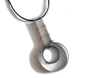 Sterling Silver Fabricated Long Necklace with Dark and Light Finish