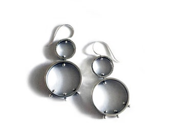 Sterling Silver Fabricated Riveted Circles Earrings