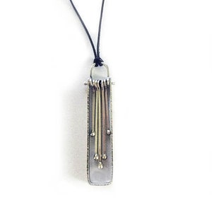 Sterling Silver Rectangular Fabricated Pendant with Movable Pendulums image 1