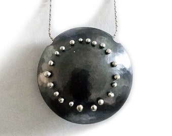 Dark Sterling Hollow Bead with Moving Beaded Heat Rivets