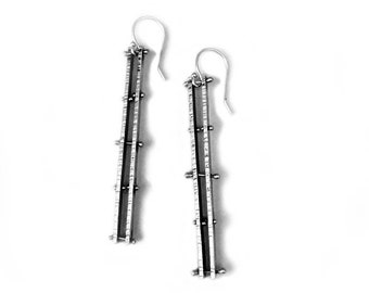 Sterling Silver Fabricated Linear "Ladder" Style Earrings