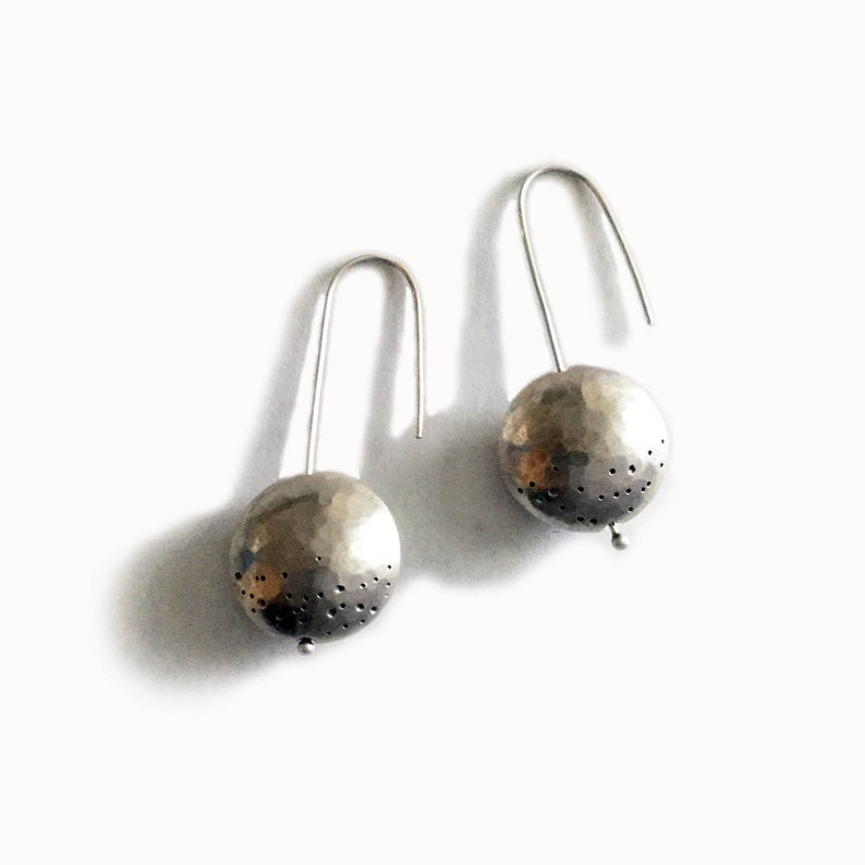 Sterling Hollow Bead Drop Earrings image 1