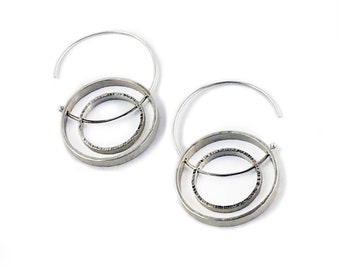 Sterling Silver Floating Circles Drop Earrings