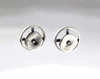 Circles in Motion Button Earrings