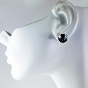 Sterling Silver Dark Finish Cup Post Earrings with Rivet Details image 3