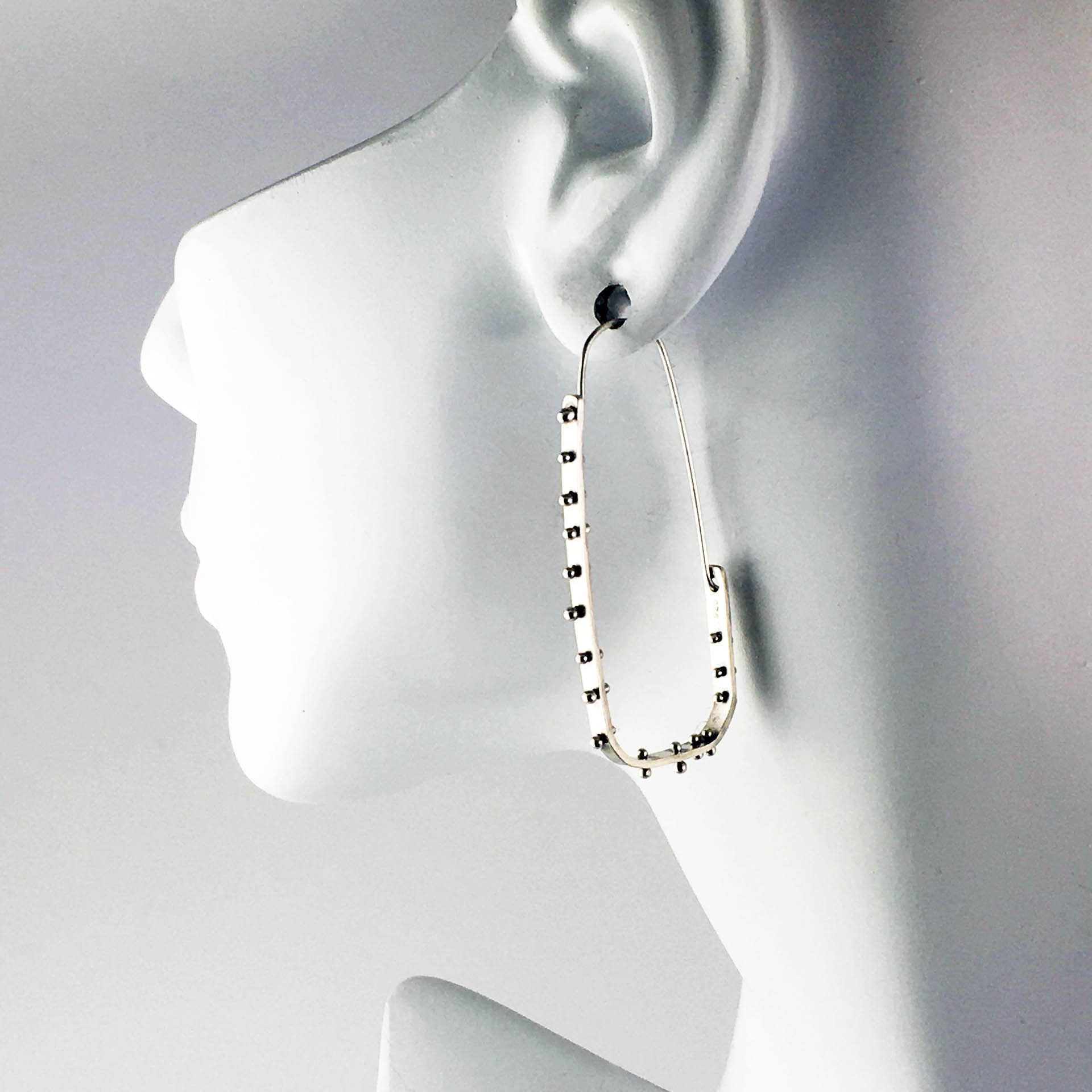 Sterling Silver Rectangular Fabricated Rivet Hoops - Etsy