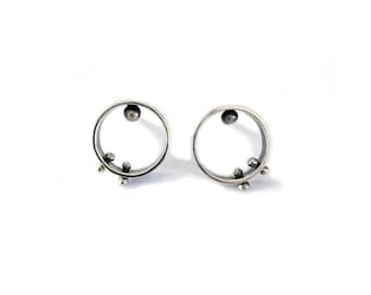 Open Circle Sterling Post Earring with Rivets