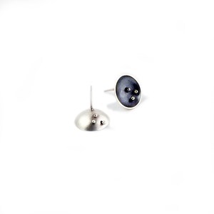 Sterling Silver Dark Finish Cup Post Earrings with Rivet Details image 2