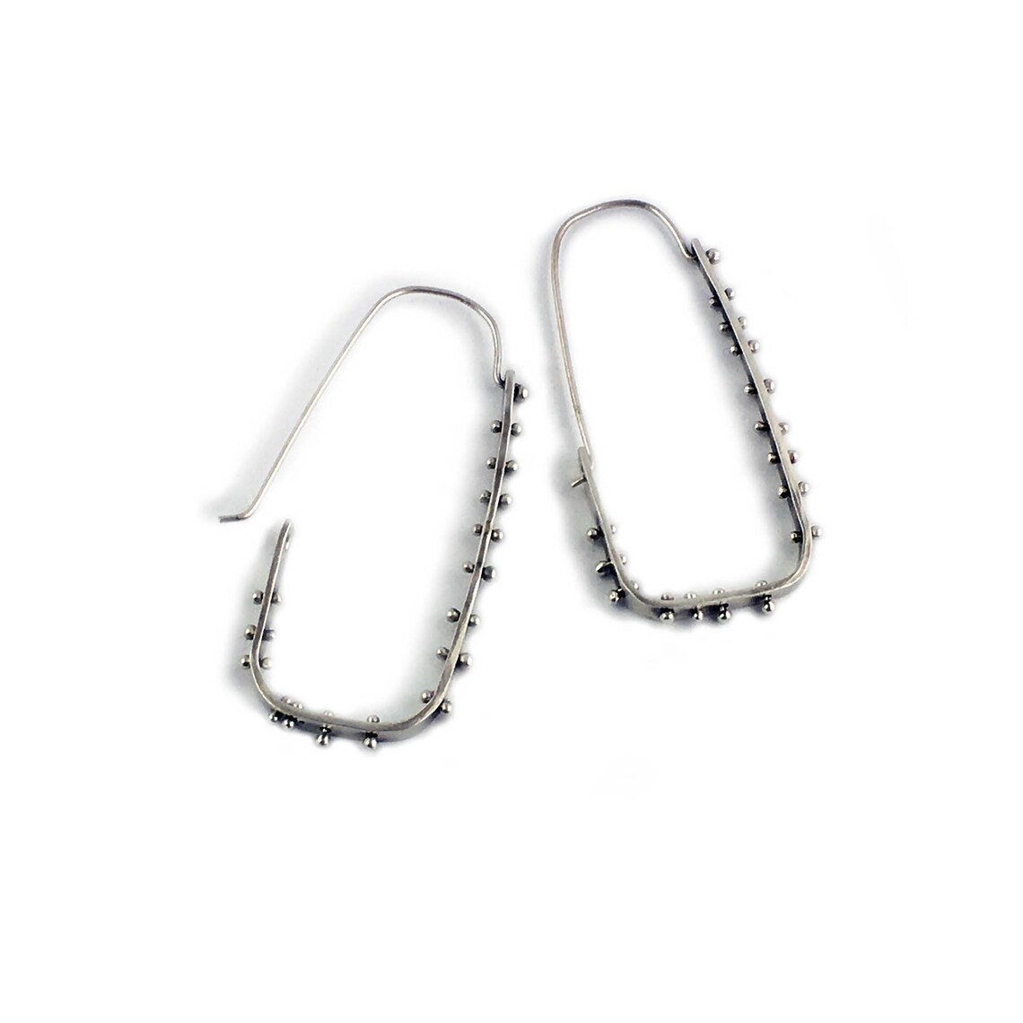 Sterling Silver Rectangular Fabricated Rivet Hoops - Etsy