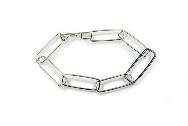 Sterling silver Light and Dark Finish Rectangle Link Bracelet zdjęcie 1