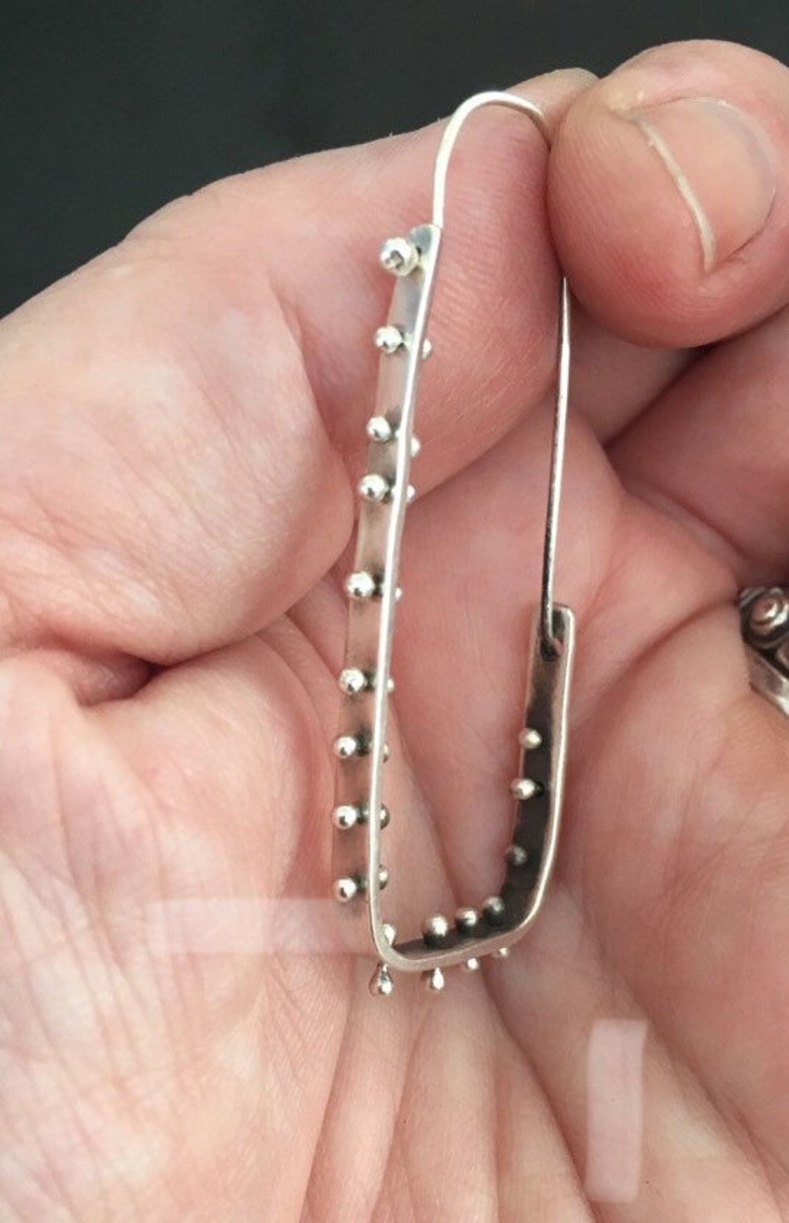 Sterling Silver Rectangular Fabricated Rivet Hoops - Etsy