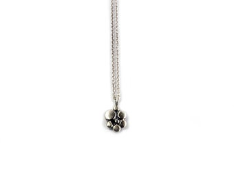 Sterling Silver "Polka Dots" Small Pendant on Tiny Cable Chain with Adjustable Length