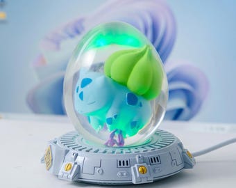 Lámpara de noche con forma de huevo de monstruo menta, hecha a mano en resina, ideal para decorar salas de juegos, con control remoto.