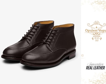 Botas Chukka de cuero marrón chocolate hechas a mano - Zapatos de vestir de tobillo bajo