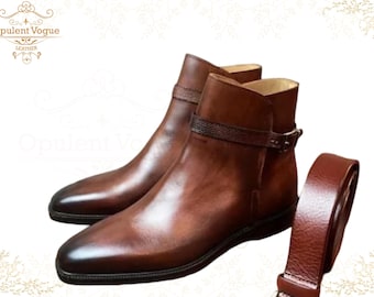 Handmade Men’s Brown Leather Jodhpur Boots  | Classic Ankle Dress Boots | Formal & Office Wear