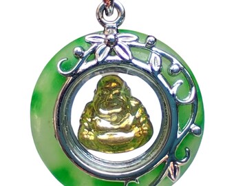 Vintage Green Jade Buddha Pendant 19.5ct | Lucky Amulet Necklace | Spiritual Jewelry | Asian Good Luck Charm | Gift for Him/Her