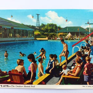 Vintage Butlin's Ayr Postkarte 1973 Beheizter Pool im Freien Schottland-Ferienort Retro Reise-Andenken Großbritannien Sammlerstück