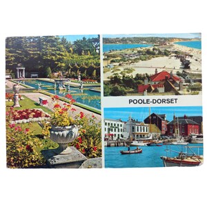 Postal vintage de Poole, Dorset, 1973 / Jardines de Compton Acres / Costa británica / John Hinde / Recuerdo de viaje del Reino Unido / Enviado por correo
