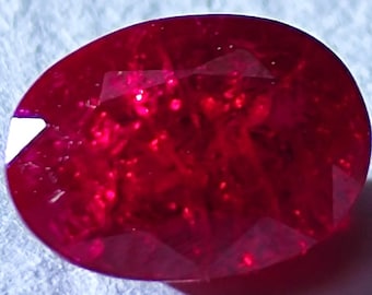 Natural Deep Red Ruby 1.95 Ct Oval Cut Loose Gemstone | 7.7x5.6mm | Untreated July Birthstone for Jewelry or Collection