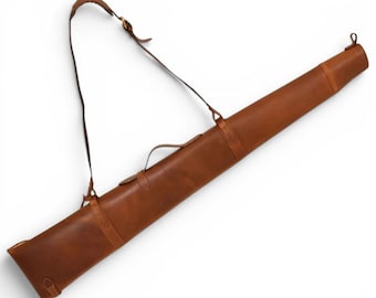 Handmade Full Grain Leather Rifle Case | Shotgun Carry Sleeve, Adjustable Strap