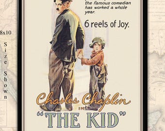 Charlie Chaplin 'The Kid' filmposter: vintage filmkunstdruk (digitale download)