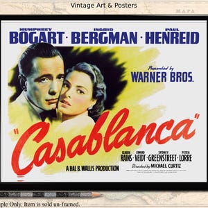 Casablanca-filmposter: vintage filmkunstdruk (digitale download)