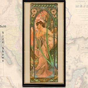 Printable Art Nouveau Mucha Evening Contemplation, Times of the Day Series Vintage Poster &#39;bohemian&#39; wall art digital download