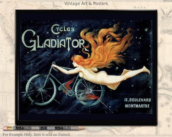 Printable Vintage Bicycle Advertisement:  Cycles Gladiator, Vintage Poster/Print, Digital Download for printing at home.
