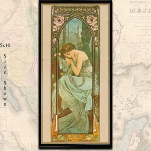 Printable Art Nouveau Mucha Night&#39;s Rest Times of the Day Series Vintage Poster &#39;bohemian&#39; wall art digital download for printing at home