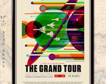 Printable NASA/JPL Space Tourism Poster:  The Grand Tour, Digital Download for printing at home.