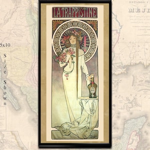 Printable Art Nouveau Mucha, La Trappistine (1897),  Vintage &#39;bohemian&#39; wall art for home or office decor.