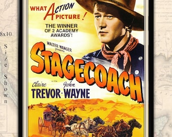 映画 ”駅馬車”のポスター 新品未使用のものです！ 装飾的な 1939 年のアメリカの古典的な西部劇映画「駅馬車」ハリウッド